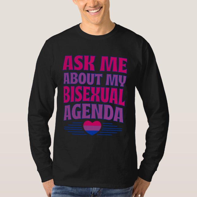 T-shirt Ask Me About My Bisexual Agenda Heart Bi Pride Aes (Devant)