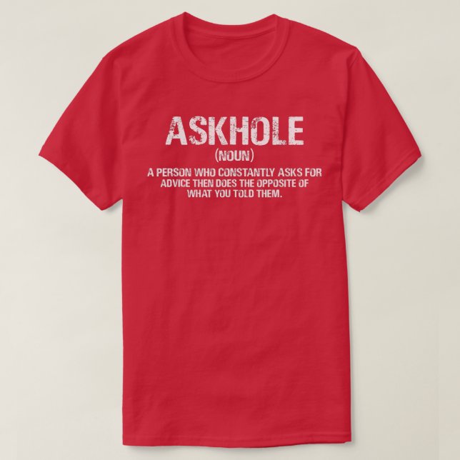 T-shirt Askhole Definition Hilarious Gag Dictionary Adult  (Design devant)