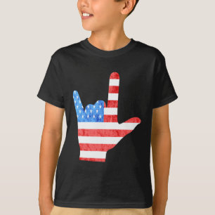 T-shirt ASL 4 juillet Langues des signes américaines Sourd