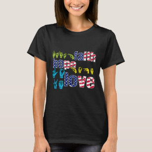 T-shirt ASL American Sign Language 4 juillet Faith Hope