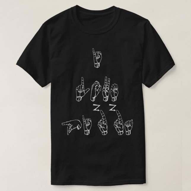 T-shirt ASL American Sign Language I Love Pizza T  (Design devant)