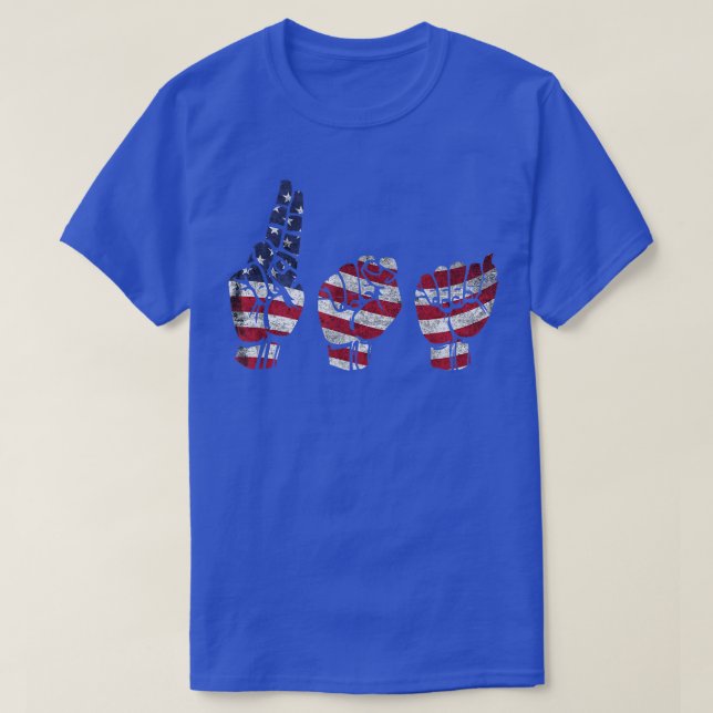 T-shirt ASL American Sign Language USA T, cadeau patriotiq (Design devant)