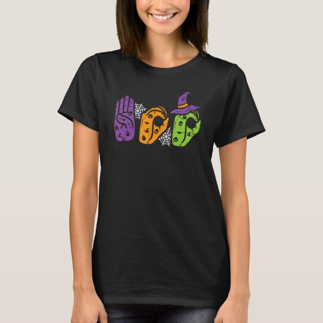 T-shirt Asl Boo Hands American Sign Language Deaf Pride Ha (Devant)