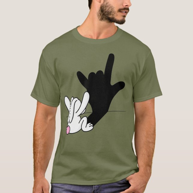 T-shirt ASL Bunny Réflexion I Love You Main Sign Pâques (Devant)