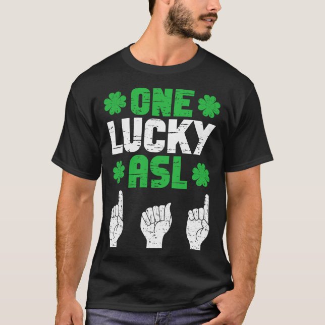T-shirt ASL Dad Sign Language Deaf Pride Father St Patrick (Devant)