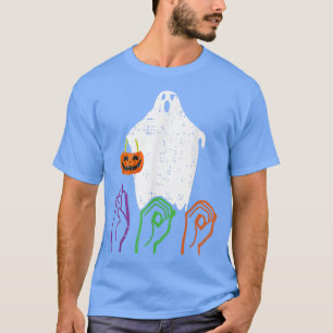 T-shirt ASL Halloween Squelette main Langue des signes amé