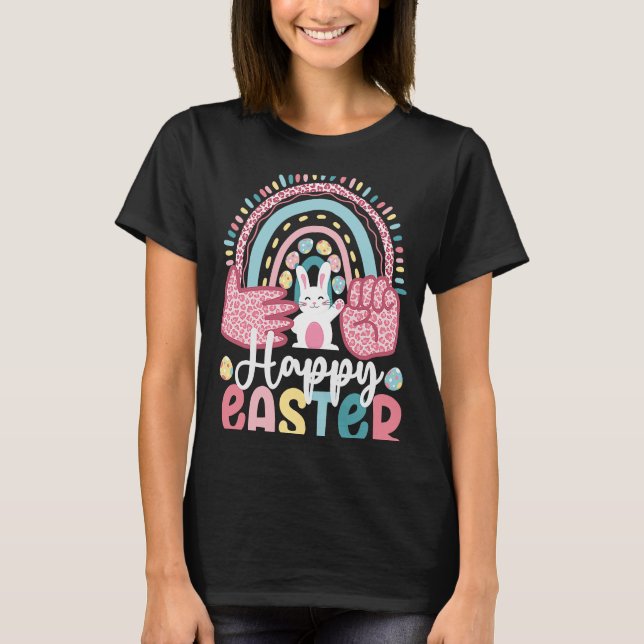 T-shirt ASL Happy Easter Sign Language Signer Hands Easte (Devant)