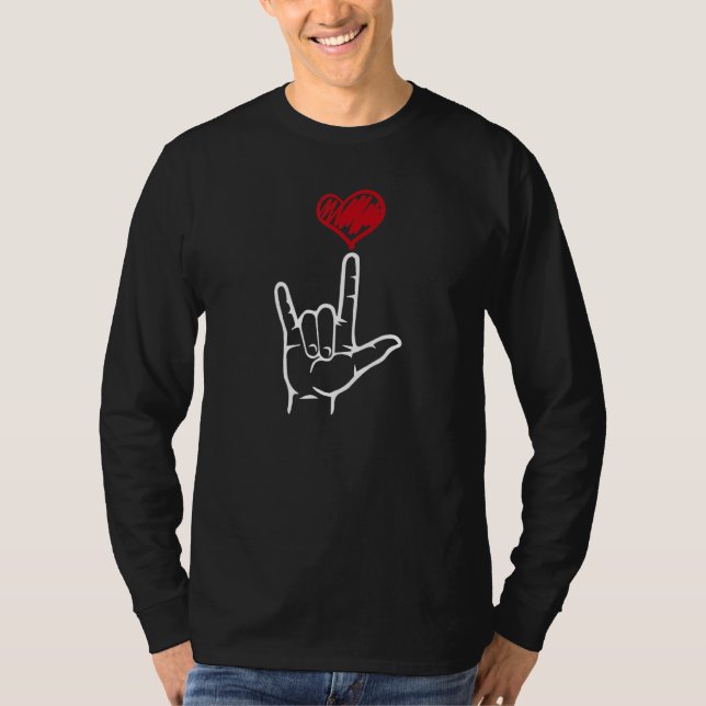 T-shirt Asl I Love You Hand He American Sign Language (Devant)