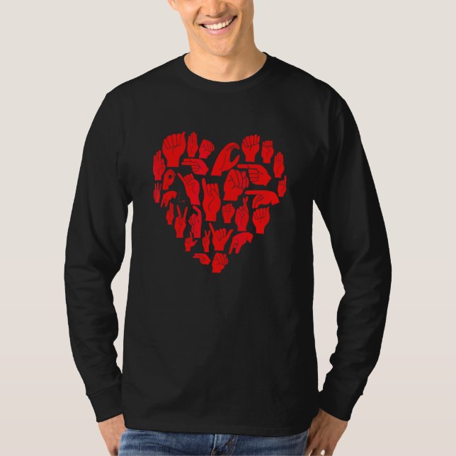 T-shirt Asl I Love You Love Hand Gestures American Sign L (Devant)