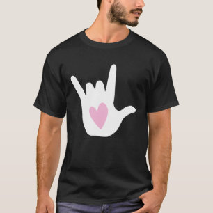 T-shirt ASL I Love You Signer Langue Main Symbole avec ros