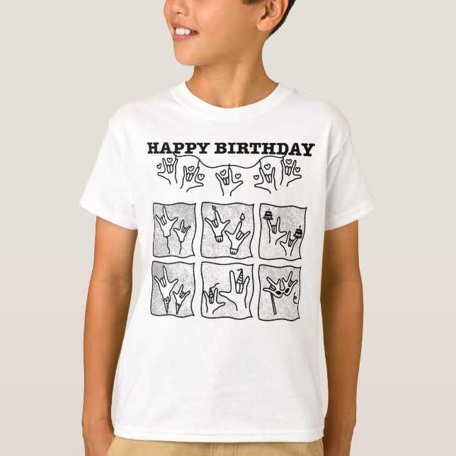 T-shirt ASL ILY Obsession - Joyeux Anniversaire !  (Devant)
