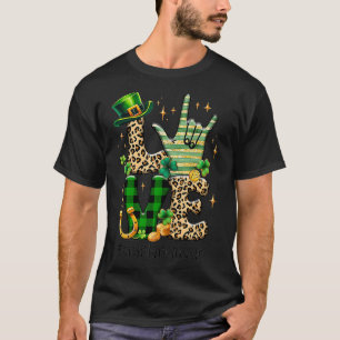 T-shirt ASL Jour de la Saint Patrick LOVE Langue des signe