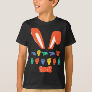 T-shirt Asl joyeuses pâques bonbons langue des signes oeuf