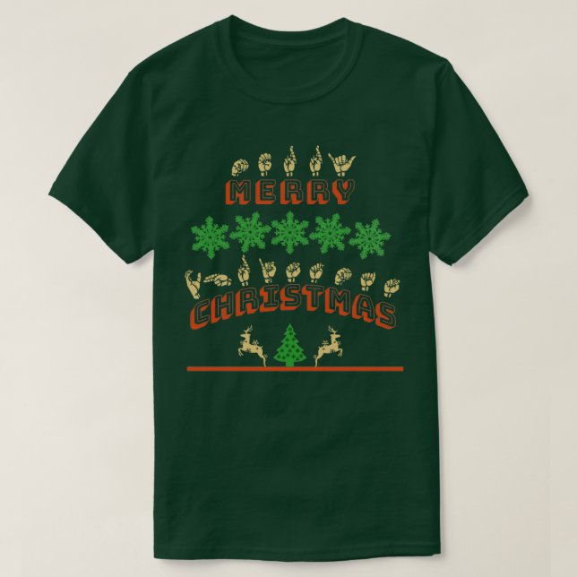 T-shirt ASL Joyeux Noël American Sign Language GIft (Design devant)