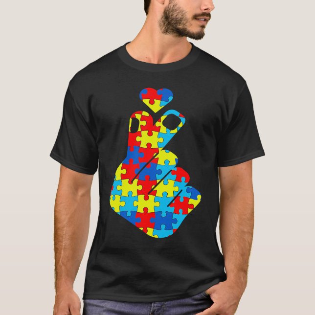 T-shirt ASL Korean Love Sign Language Autism Awareness Sup (Devant)
