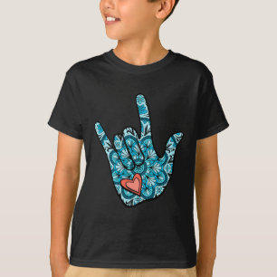 T-shirt ASL Langue des signes Je t'aime Gésture Coeur Sour
