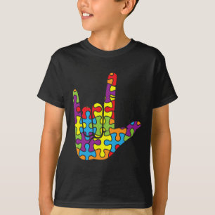 T-shirt ASL Love Langue des signes - Puzzle autistique Aut