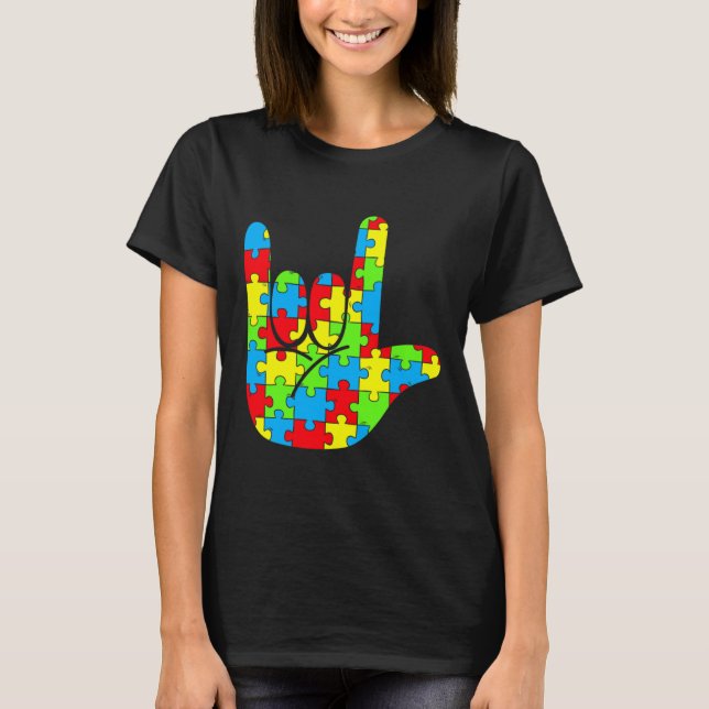 T-shirt ASL Love Langue des signes Sensibilisation sur l'a (Devant)