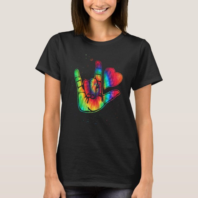 T-shirt ASL Love Sign Language Autism Awareness Support  2 (Devant)