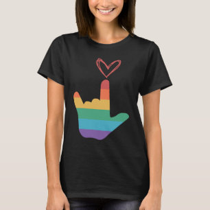 T-shirt ASL - Symbole d'amour arc-en-ciel Sourd