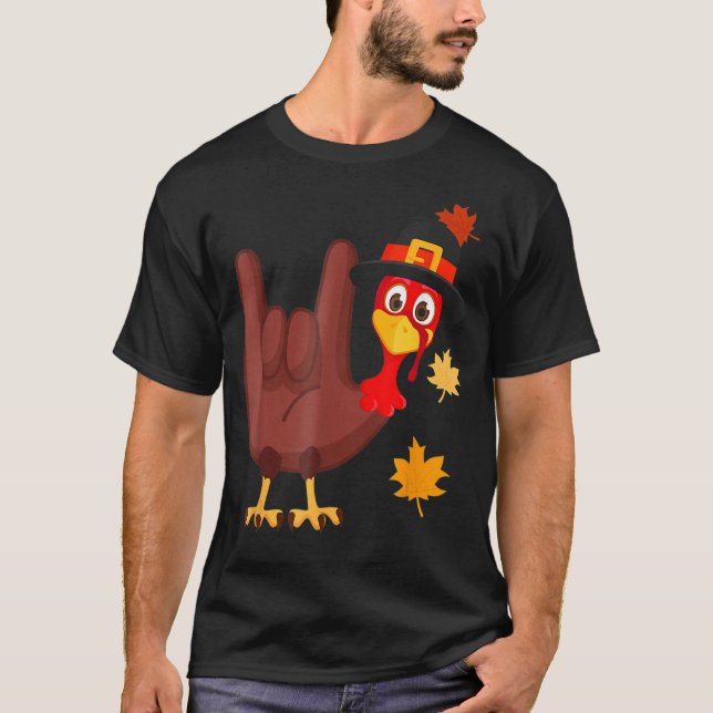 T-shirt ASL Turquie Langue des Signes Américaine I Love Yo (Devant)