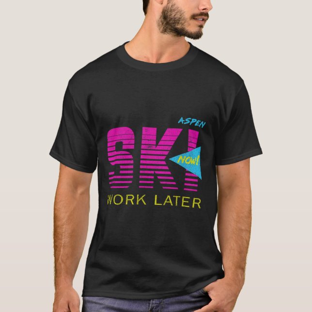 T-shirt Aspen 80s Retro Colorado Skiing Tee (Devant)