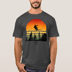 T-shirt Aspen Colorado Ski au coucher du soleil Ski Vintag