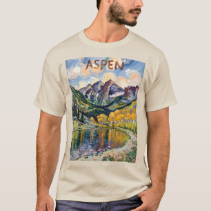 T-shirt Aspen Colorado Van Gogh Style Paysage de montagne