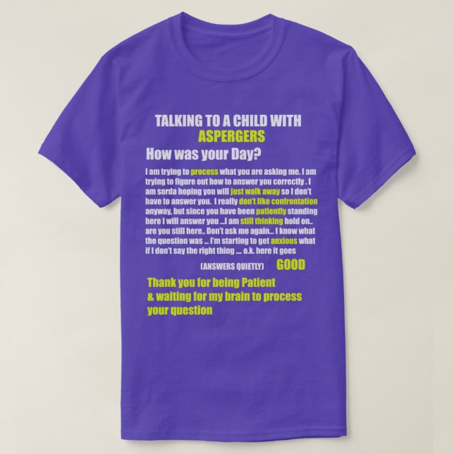 T-shirt Aspergers Autisme TDAH Délai de traitement Comment (Design devant)