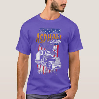 T-shirt Asphalt Cowboy US American Flag Truck Driver Truck