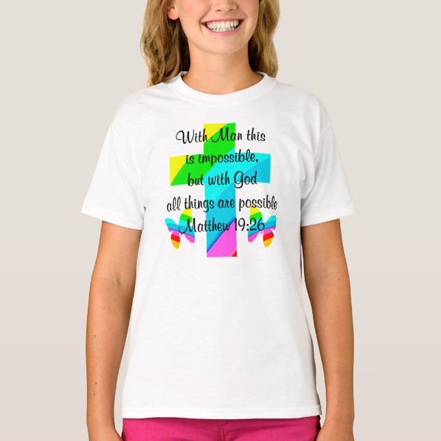 T-SHIRT ASSEZ CROIX ET PLANCHER MATTHEW 19:26 CONCEPTION (Devant)