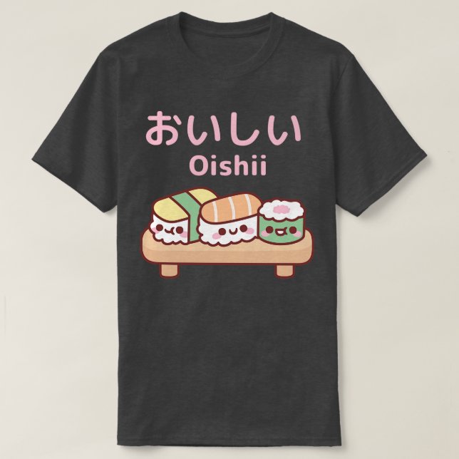 T-shirt Assiette Cute De Sushi Japonais Oishii (Design devant)