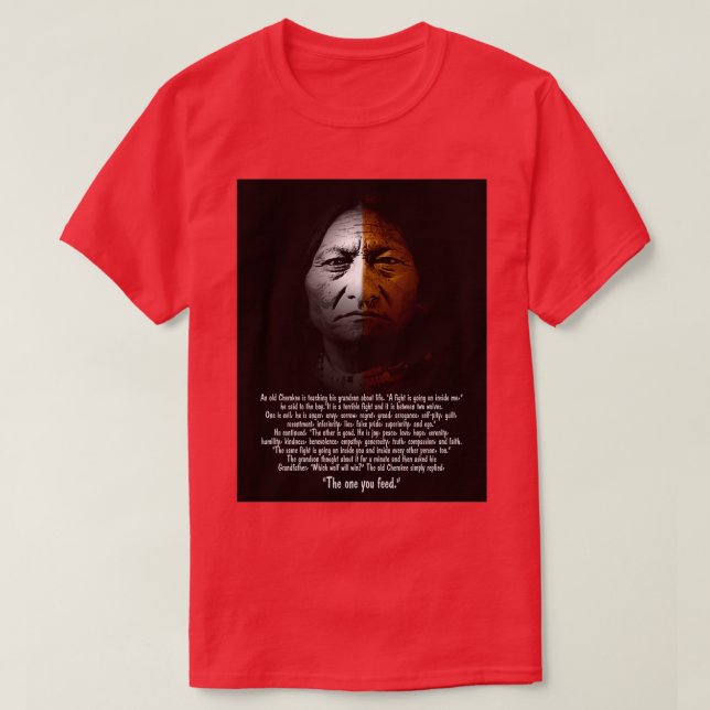 T-shirt Assis Bull avec deux loups texte Long  (Design devant)