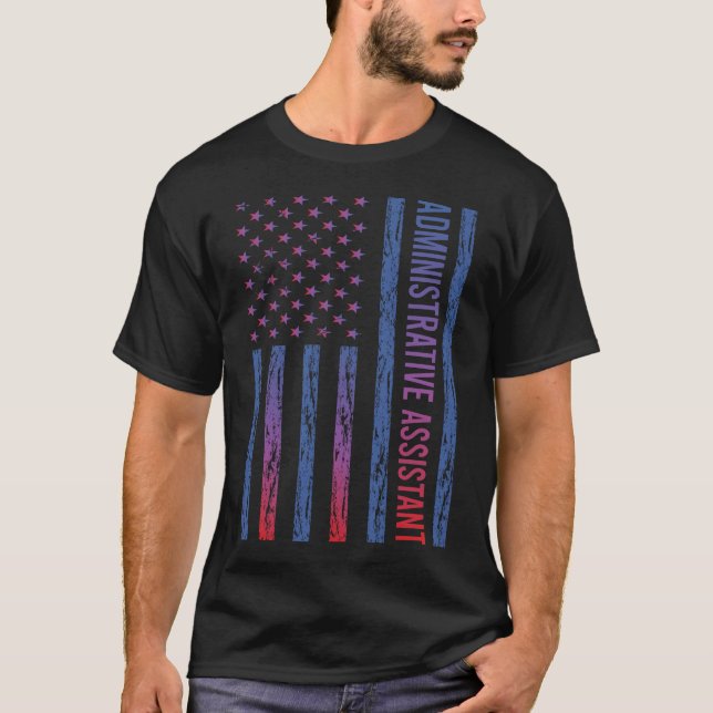 T-shirt Assistant administratif du drapeau bleu rouge amér (Devant)