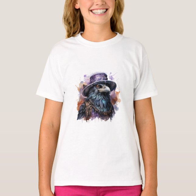 T-shirt Assistant Aquarelle Raven Bird (Devant)