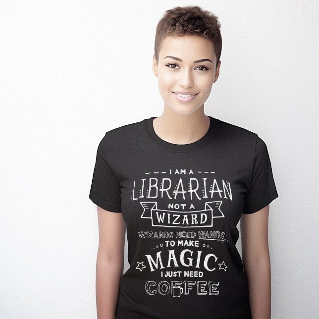 T-shirt Assistant Bibliothécaire Café Clever Drôle (Librarian Wizard Coffee Clever Funny T-Shirt)