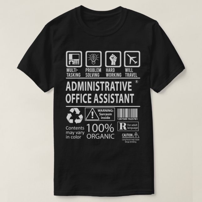 T-shirt Assistant de bureau administratif Multi-tâche Cert (Design devant)