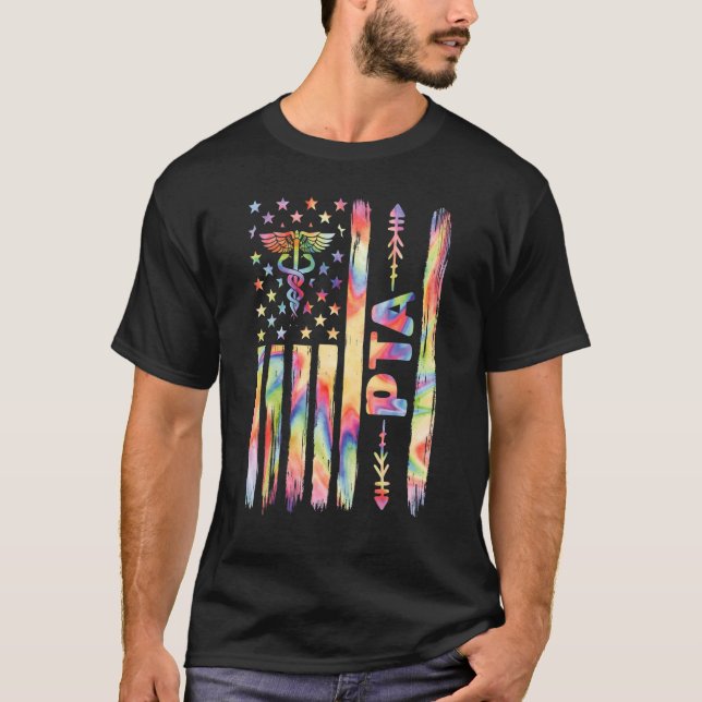 T-shirt Assistant de physiothérapie Drapeau US Mois PTA (Devant)