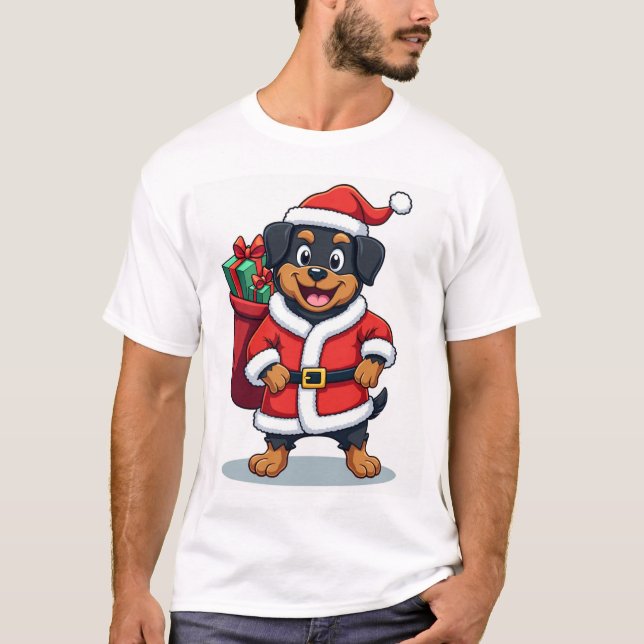 T-shirt Assistant du Père Noël Rottweiler (Devant)