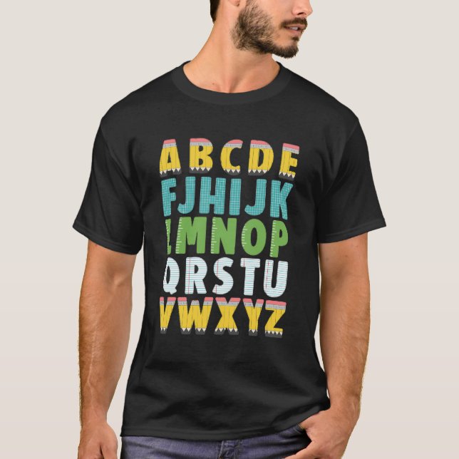 T-shirt Assistant enseignant élémentaire Prek Anglais Alph (Devant)