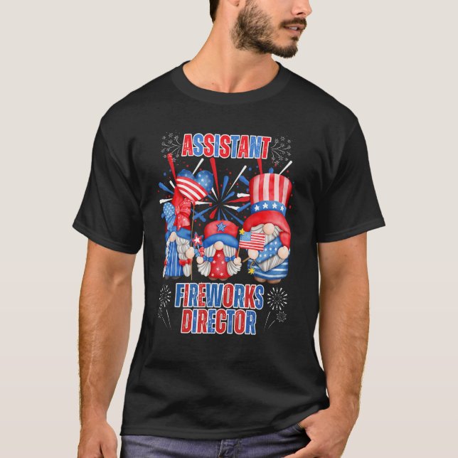 T-shirt Assistant Fireworks Director Gnomes American Flag  (Devant)