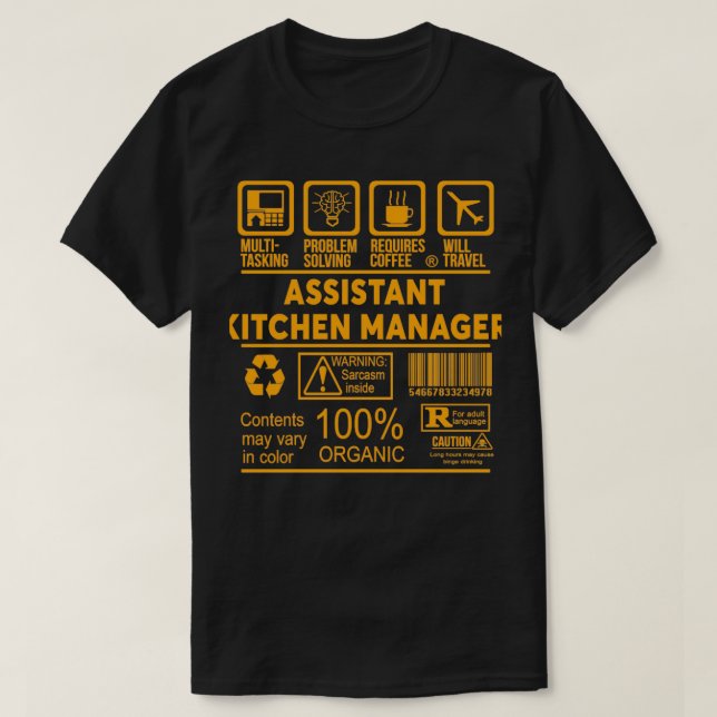 T-SHIRT ASSISTANT GESTIONNAIRE DE CUISINE NICE DESIGN 2017 (Design devant)