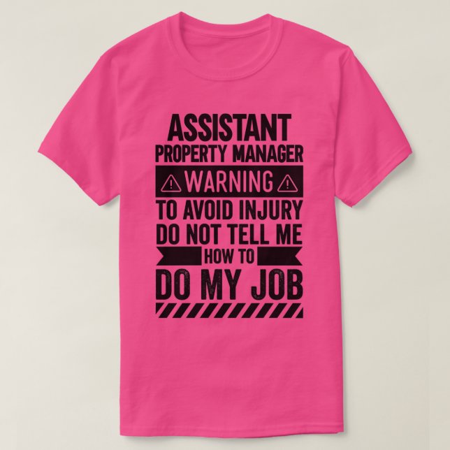 T-shirt Assistant Gestionnaire de propriétés Avertissement (Design devant)