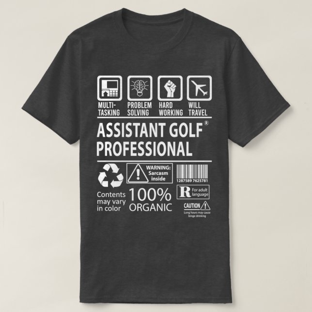 T-shirt Assistant Golf Professionnel Multi-Tâche Certifié (Design devant)