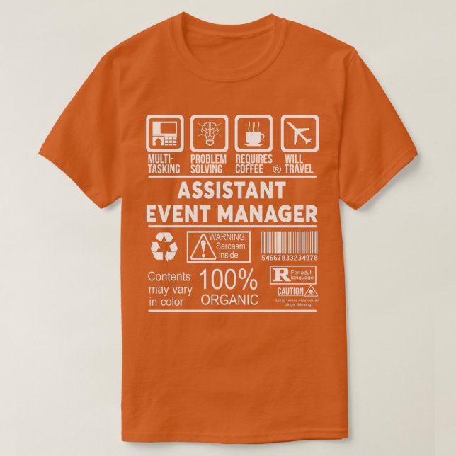 T-SHIRT ASSISTANT MANAGER D'ÉVÉNEMENT NICE DESIGN (Design devant)