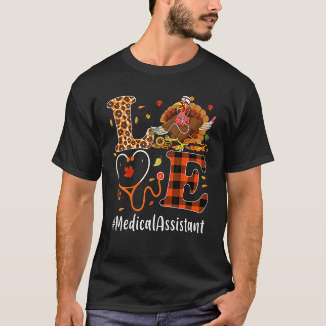 T-shirt Assistant Médicale Aimer Thanksgiving Leopard Funn (Devant)