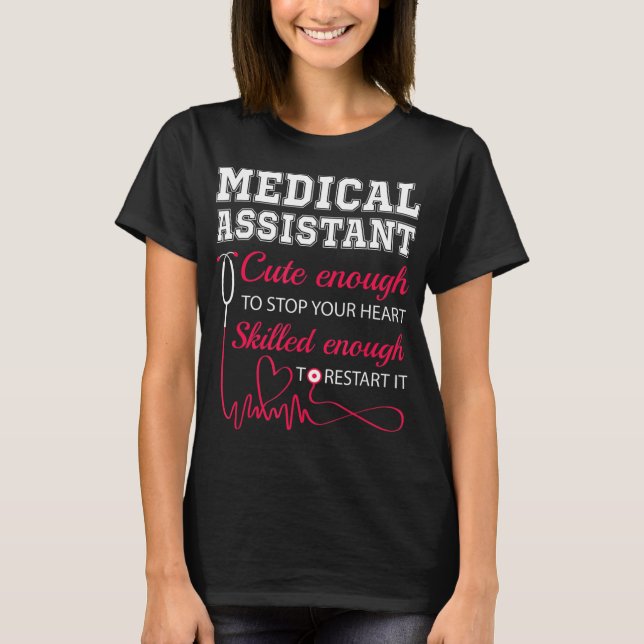 T-shirt Assistant Médicale Mignonne Infirmière Stop Coeur  (Devant)