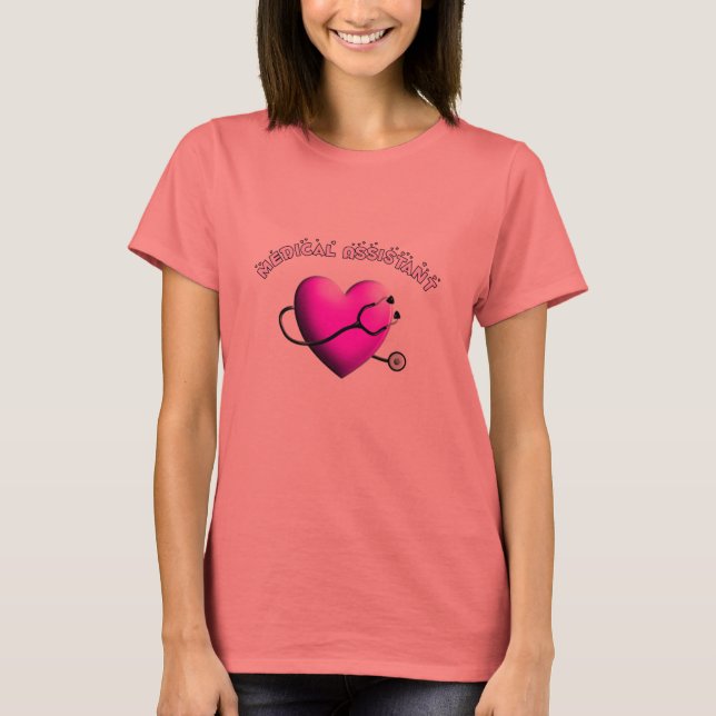 T-shirt Assistant Médicale PINK HEART Design Cadeaux (Devant)