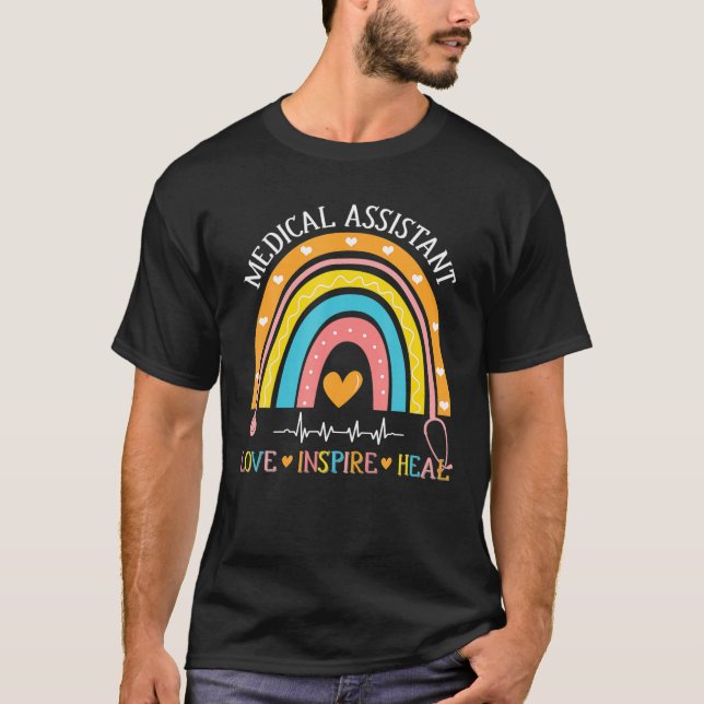 T-shirt Assistant Médicale Rainbow Love Inspire Nur de soi (Devant)
