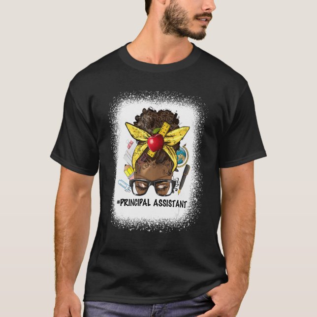 T-shirt Assistant principal Afro Messy Bun Retour À L'Écol (Devant)